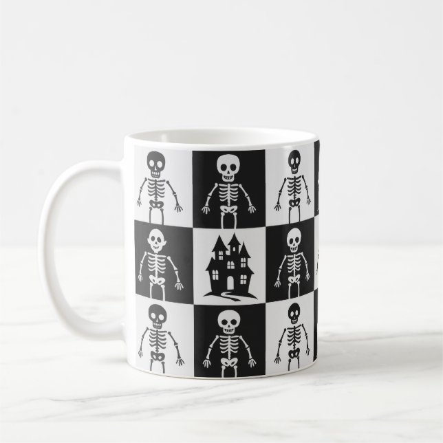 Mug Damier Halloween noir et blanc (Gauche)