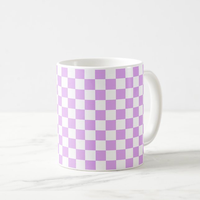Mug Damier lavande clair classique (Devant droit)