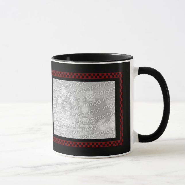 Mug Damier noir rouge fait sur commande des photos | (Droite)