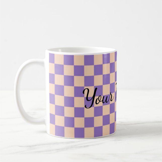Mug Damier Rétro Mignon Lilas (Gauche)