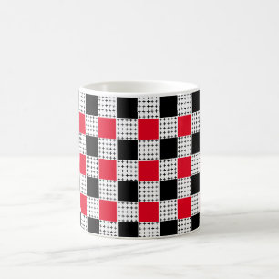 Mug damier rouge & noir motif vintage élégant