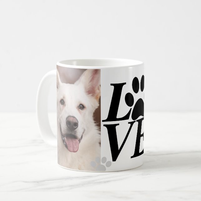 Mug d'Amoureux des chiens Empreinte de patte LOVE  (Devant gauche)