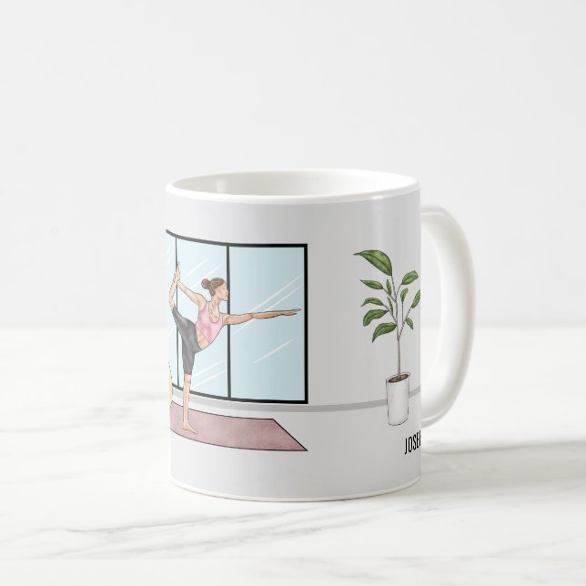 Mug Dancer Pose Yoga Natarajasana avec nom personnalis (Devant droit)