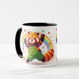 Mug Dancing Kawaii Animal with Rainbow 