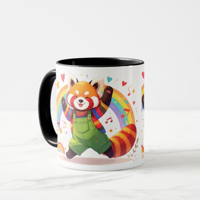 Mug Dancing Kawaii Animal with Rainbow  (Devant gauche)