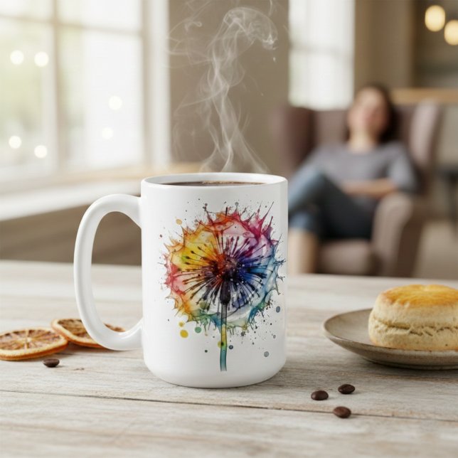 Mug Dandelion d'aquarelle vive (Créateur téléchargé)
