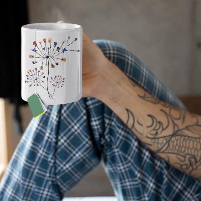 Mug Dandelion Fleurs Musique Lover Cadeau Pour Guitari (Créateur téléchargé)
