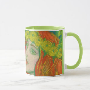Mug "Dandelions couronnes" peinture été roux fille