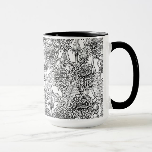 Mug Dandelions, noir et blanc (Droite)