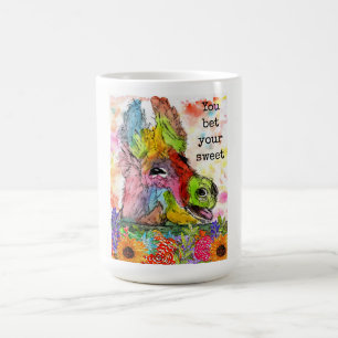 Mug d'âne drôle et coloré avec des mots