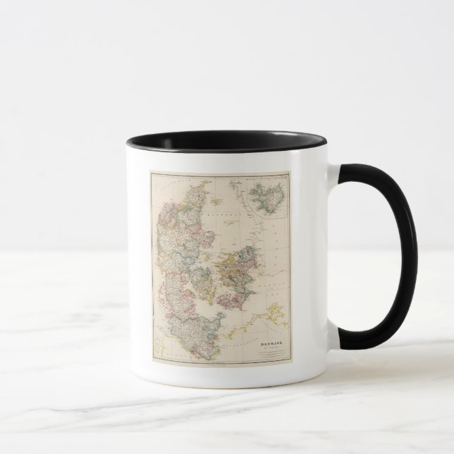 Mug Danemark avec carte d'entrée de l'Islande (Droite)