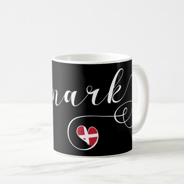 Mug Danemark, Drapeau danois en coeur (Devant droit)