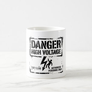 Mug Danger Haute Tension Industriel Brutaliste Graphiq