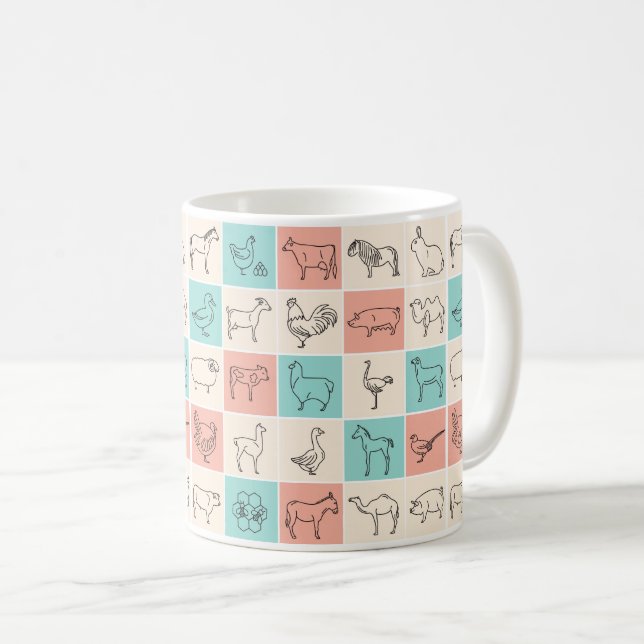 Mug d'animaux de ferme - Conception agricole rusti (Devant droit)