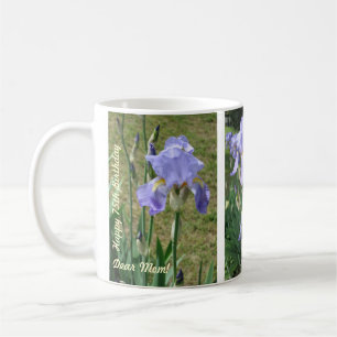 Mug d'anniversaire pour maman avec des iris mauves