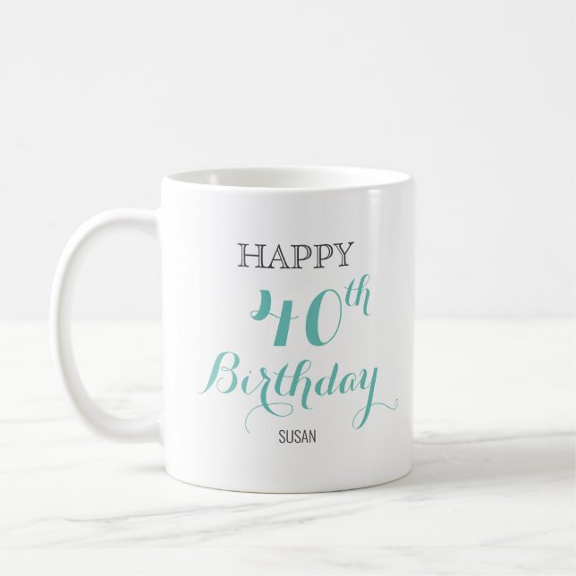 Mug d'anniversaire pour une femme avec âge customi (Gauche)