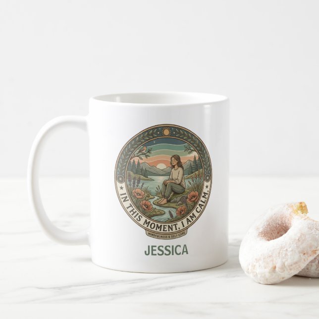 Mug Dans Cet Instant, Je Suis Calme Auto-Soin (Avec donut)