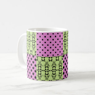 Mug Dans des tons multicolores sombres, rétro géométri