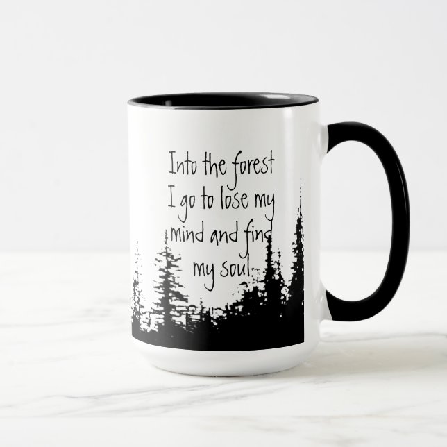 Mug Dans la forêt je vais citations inspirantes (Droite)