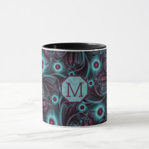 Mug Dans la profondeur bleu rose rose Abstrait Monogra