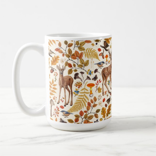 Mug Dans les bois / Cerf d'automne sur le blanc (Gauche)