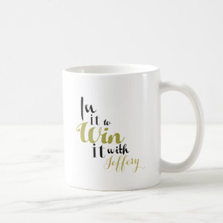 Mug "Dans lui gagner lui" noir et l'or a personnalisé
