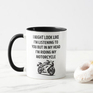 Mug Dans ma tête, je monte ma moto motocyclette drôle