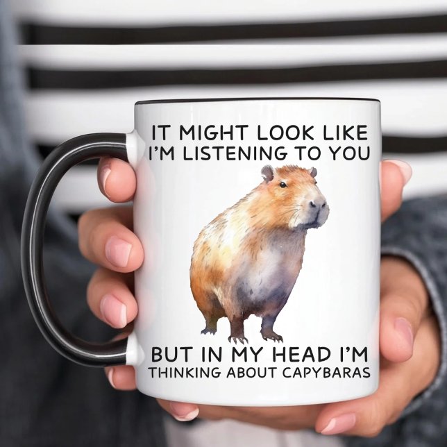 Mug Dans ma tête, je pense aux capybaras drôles (Créateur téléchargé)