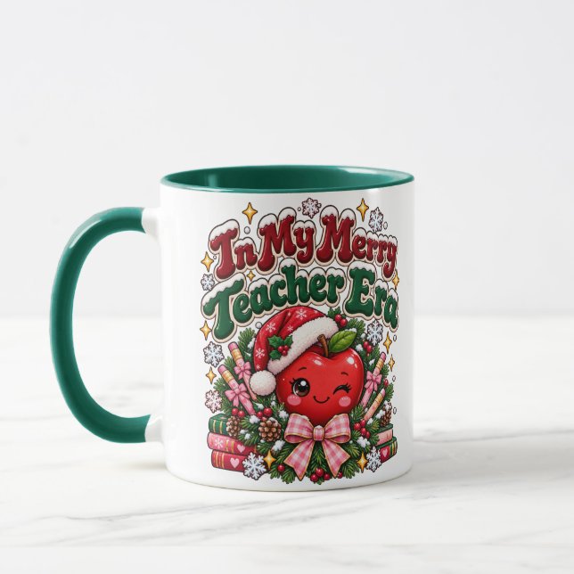 Mug Dans Mon Ère de Professeur Joyeux Noël Apple Perso (Gauche)