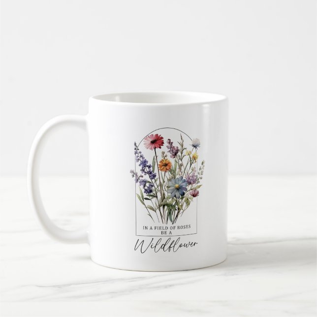 Mug Dans un domaine Rose être Fleur sauvage Monogramme (Gauche)