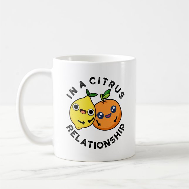 Mug Dans Une Relation Citrus Amusant Fruit Pun (Gauche)