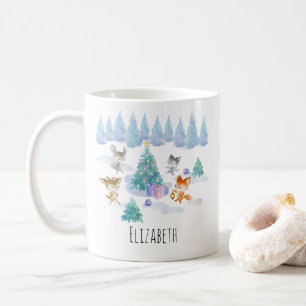 Mug Danse Animaux de forêt Noël Aquarelle