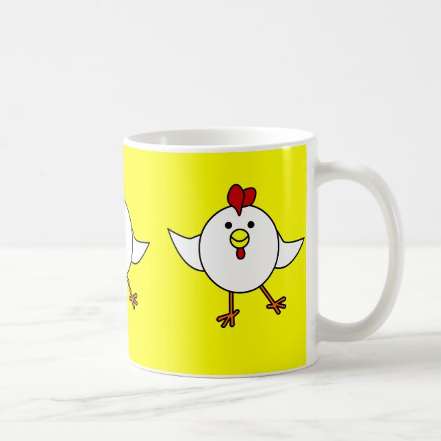 Mug Danse mignonne de poulet - blanc et jaune (Droite)