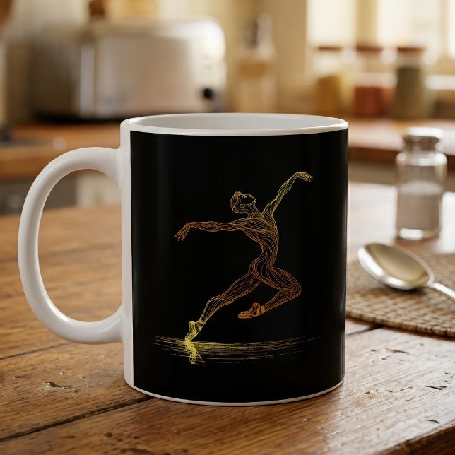 Mug Danseuse de ballet d'art en ligne dorée Illustrati (Golden Line Art Ballet Dancer Elegant Illustration. Coffee Mug)
