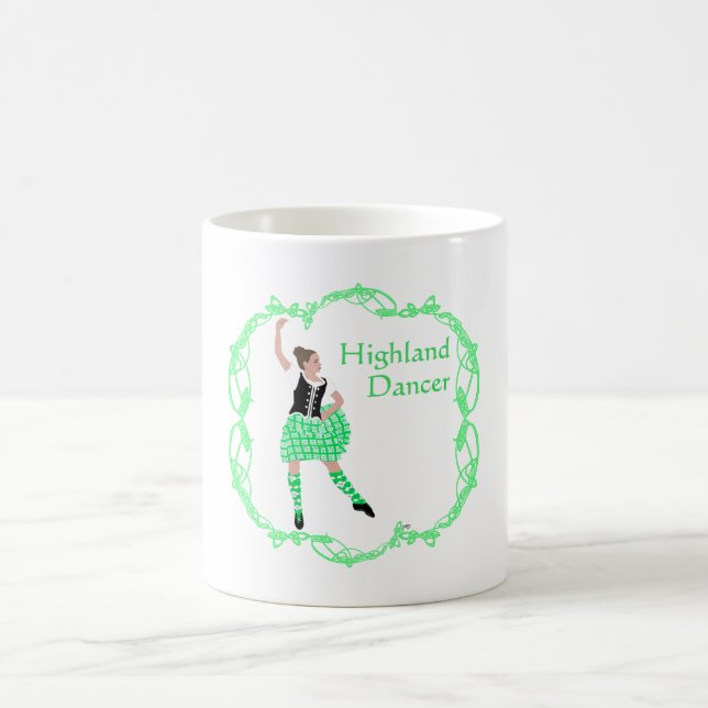 Mug Danseuse des Highlands écossais Nœud celtique Vert (Centre)