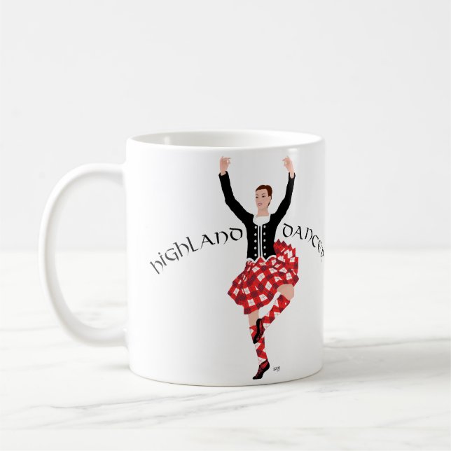 Mug Danseuse écossaise des Highlands Rouge et Noir (Gauche)