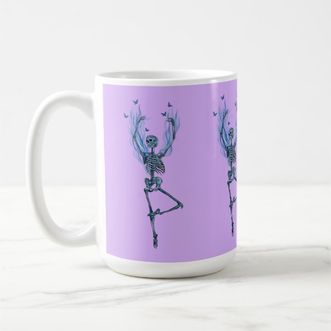 Mug Danseuse squelette aux flammes bleues Art violet (Gauche)