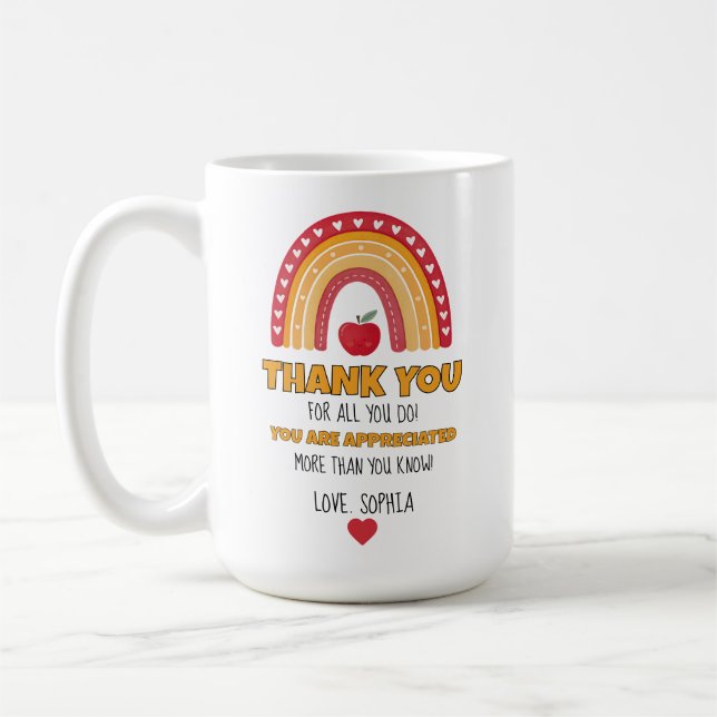 Mug d'appréciation pour l'enseignant – Merci Arc-e (Gauche)