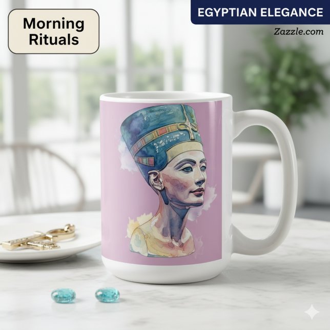 Mug d'aquarelle Queen Nefertiti - Art égyptien (Créateur téléchargé)