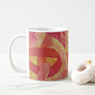 Mug d'aquarelle rose, orange et jaune