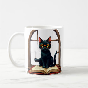 Mug Dark Academia Chat Lecteur Autocollant Livre Vinta