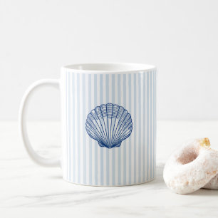 Mug d'art à rayures bleues Coquillage bleu