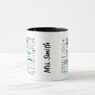 Mug d'art de mots de l'enseignant personnalisé
