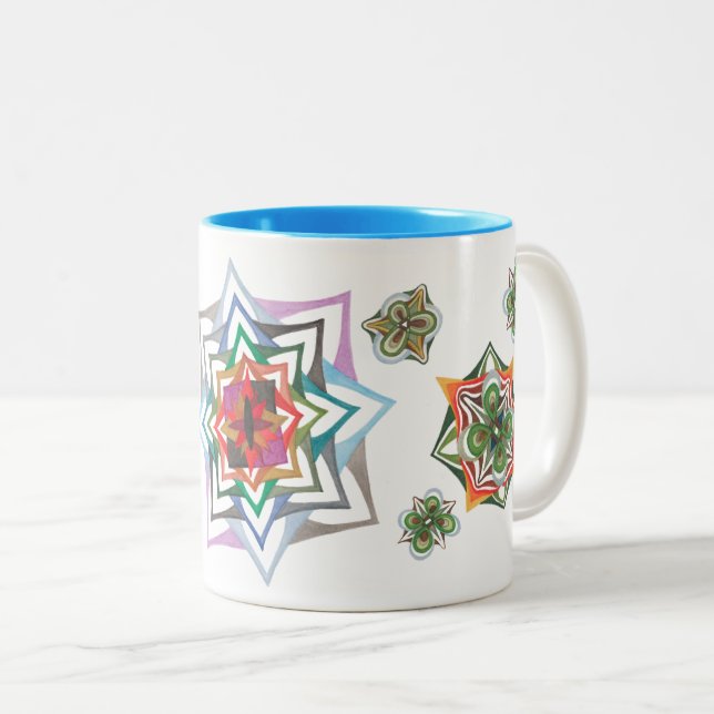 Mug d'art floral 3 et 4 feuilles (Devant droit)