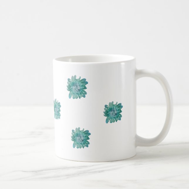 Mug d'art floral turquoise de style peint à la mai (Droite)