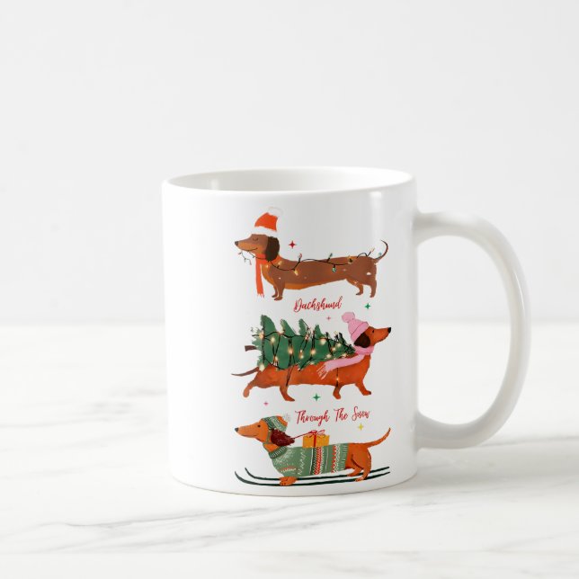 Mug Dashing Through The Snow Christmas Wiener Dog Holi (Droite)