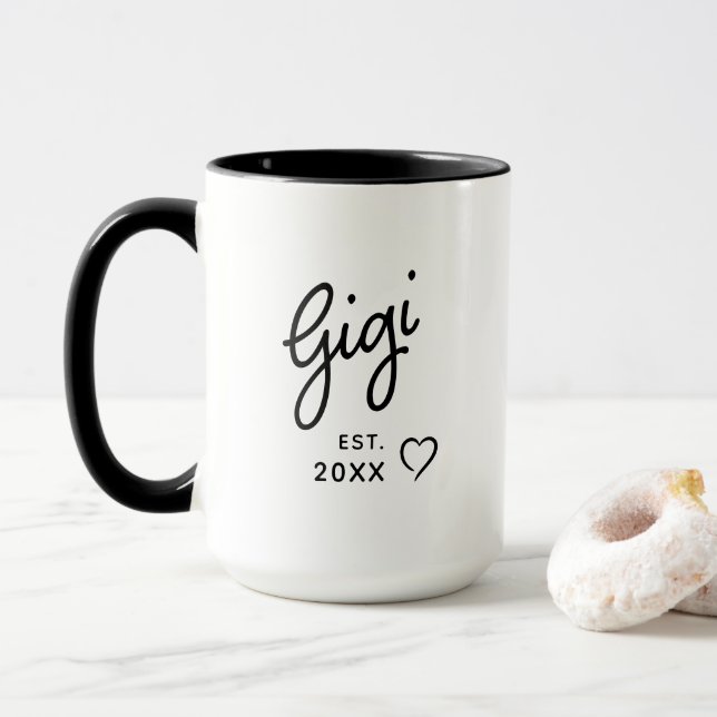 Mug Date de création de Gigi Famille moderne  (Avec donut)