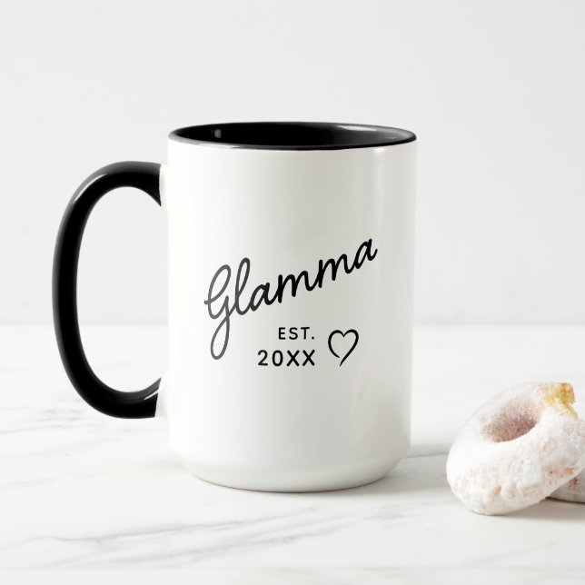 Mug Date de création de Glamma Famille moderne  (Avec donut)