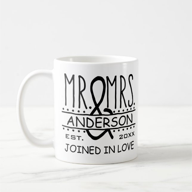 Mug Date de nom de famille de M. et de Mme (Gauche)
