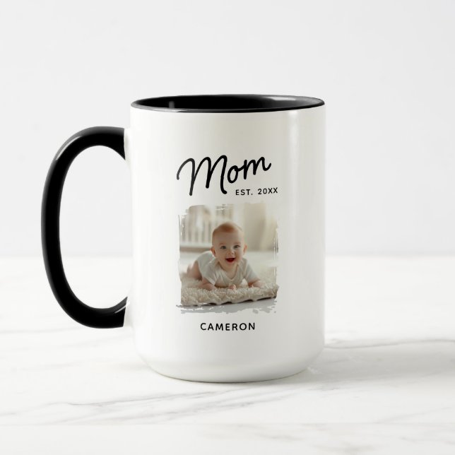 Mug Date de photo de maman établie (Gauche)